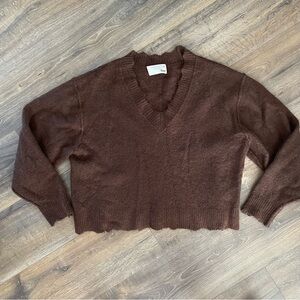 Aritzia Wilfred Free Krause Sweater Brown Alpaca Merino Wool Sz 2 Medium